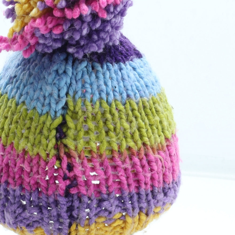 Preworn Girls Multicoloured Colourblock Acrylic Bobble Hat Size S