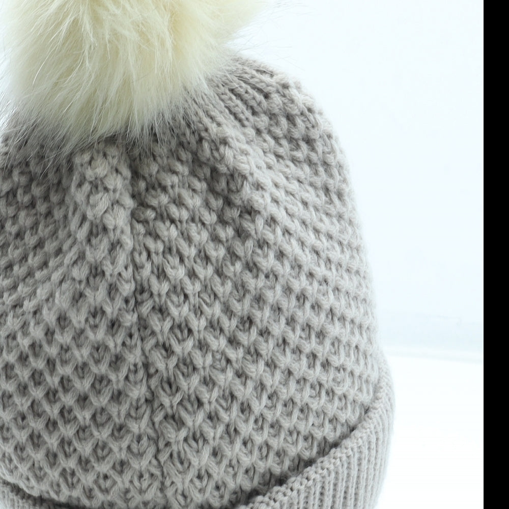Preworn Womens Beige Acrylic Bobble Hat One Size