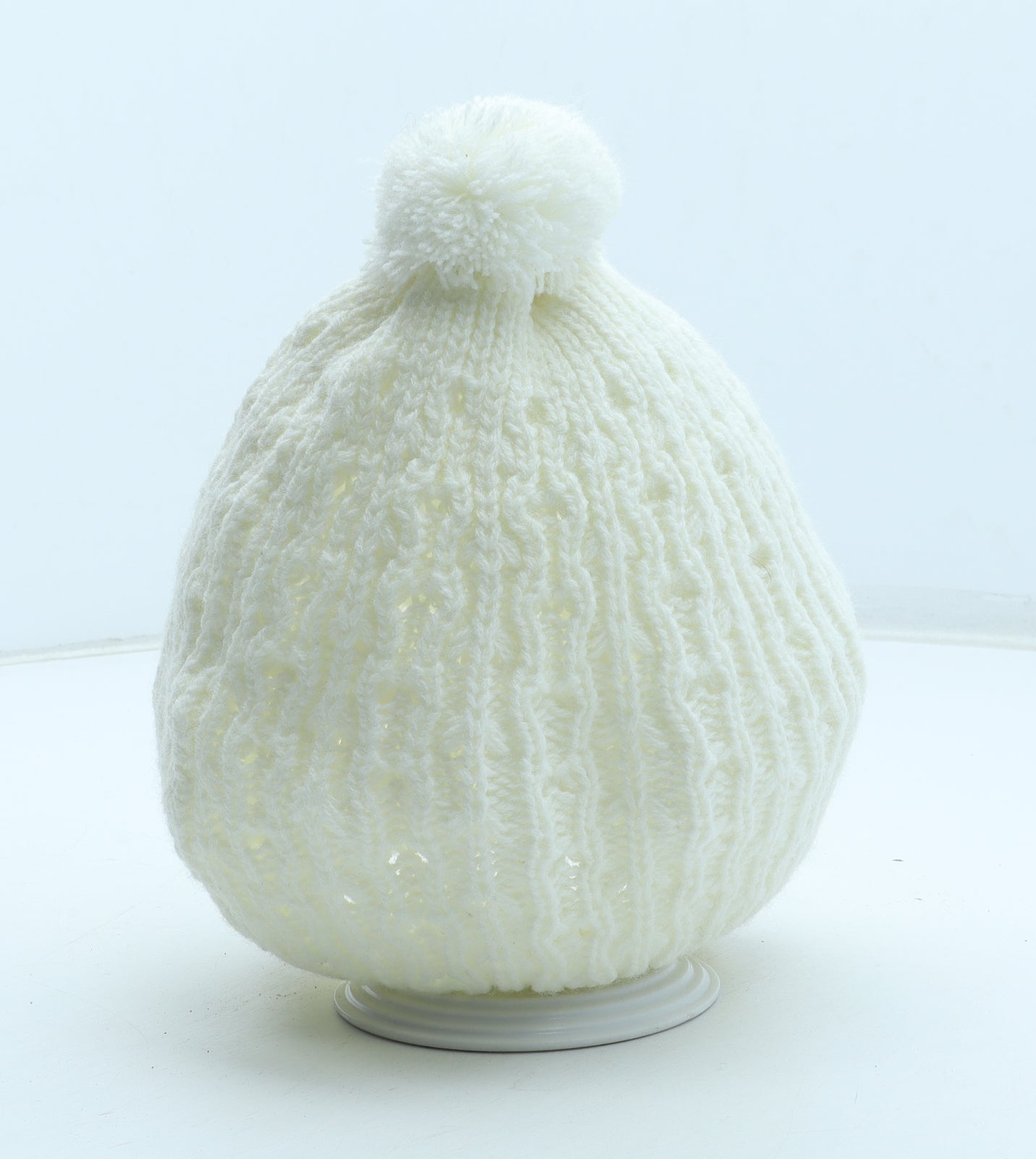 Preworn Womens White Acrylic Bobble Hat One Size