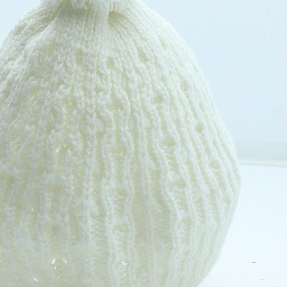 Preworn Womens White Acrylic Bobble Hat One Size