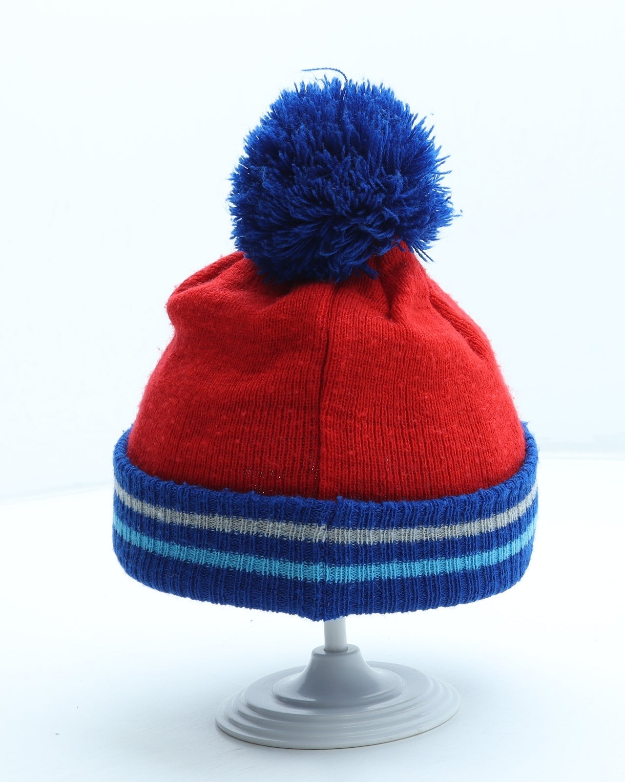 Preworn Boys Red Colourblock Acrylic Bobble Hat One Size