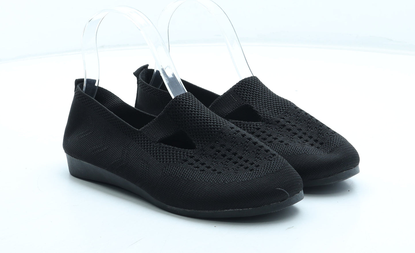 Preworn Womens Black Polyester Slip On Flat UK