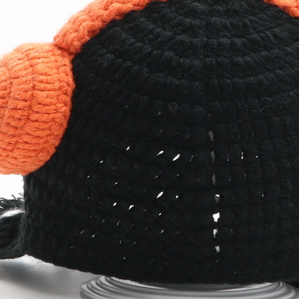 Preworn Girls Black Acrylic Winter Hat One Size - Penguin Detail