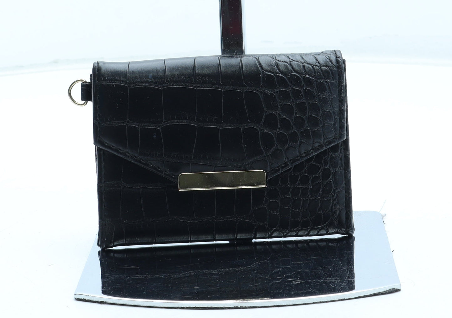 Primark Womens Black Polyurethane Bow Tie Wallet Size S - Croc Texture