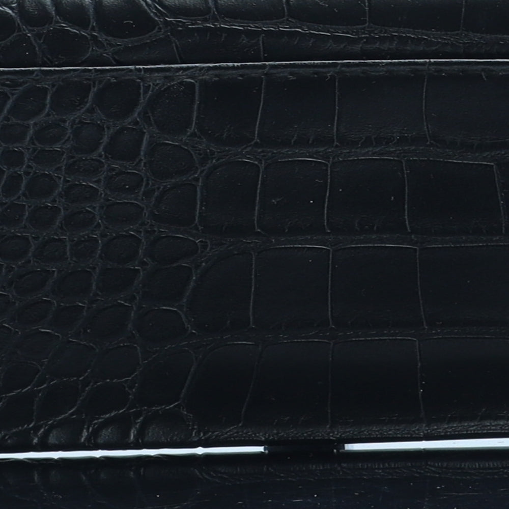 Primark Womens Black Polyurethane Bow Tie Wallet Size S - Croc Texture