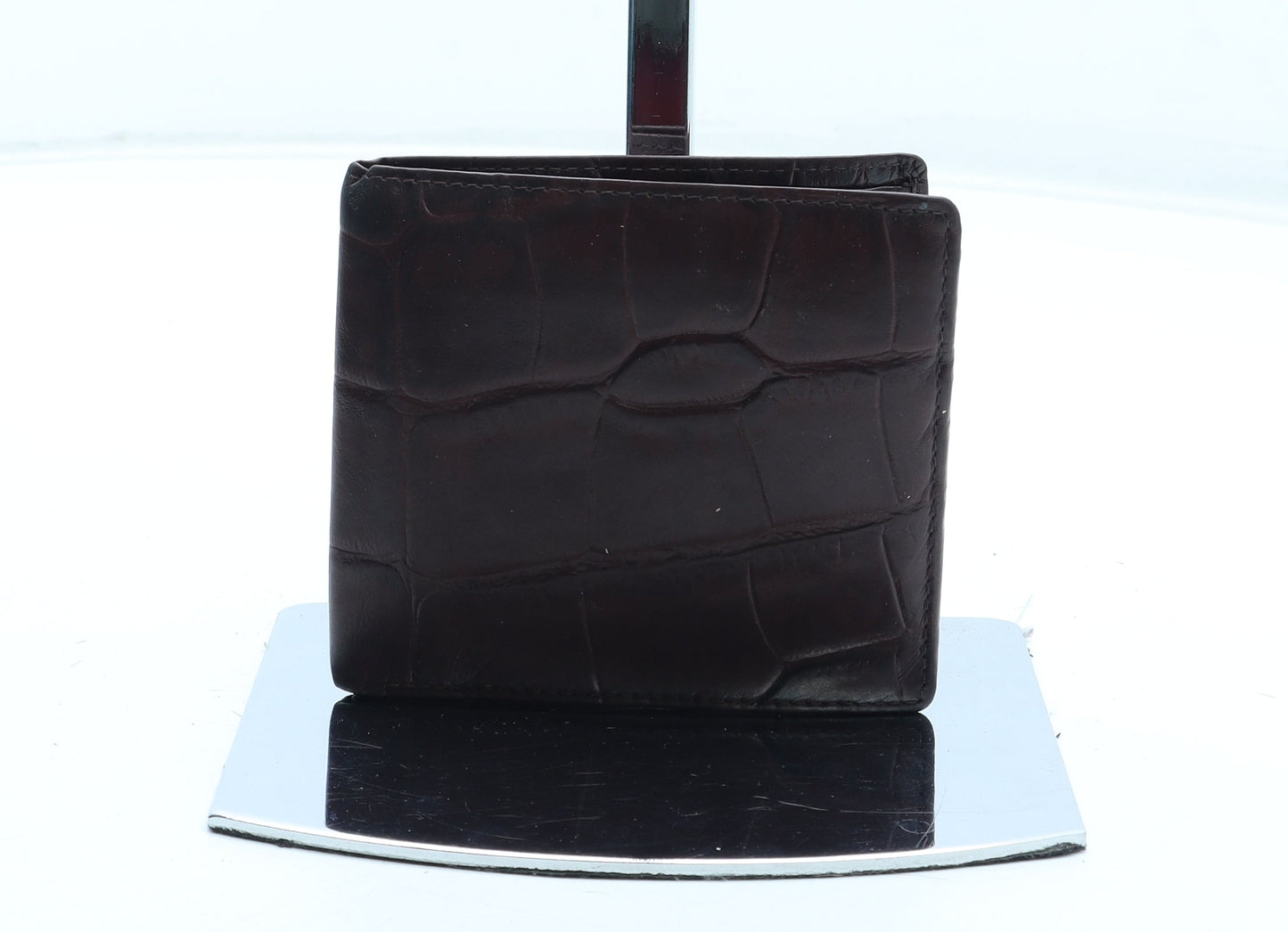 Preworn Mens Brown Leather Wallet - Croc Texture