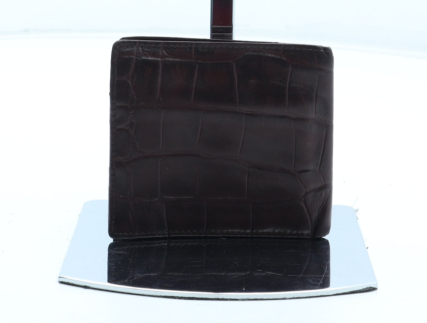Preworn Mens Brown Leather Wallet - Croc Texture