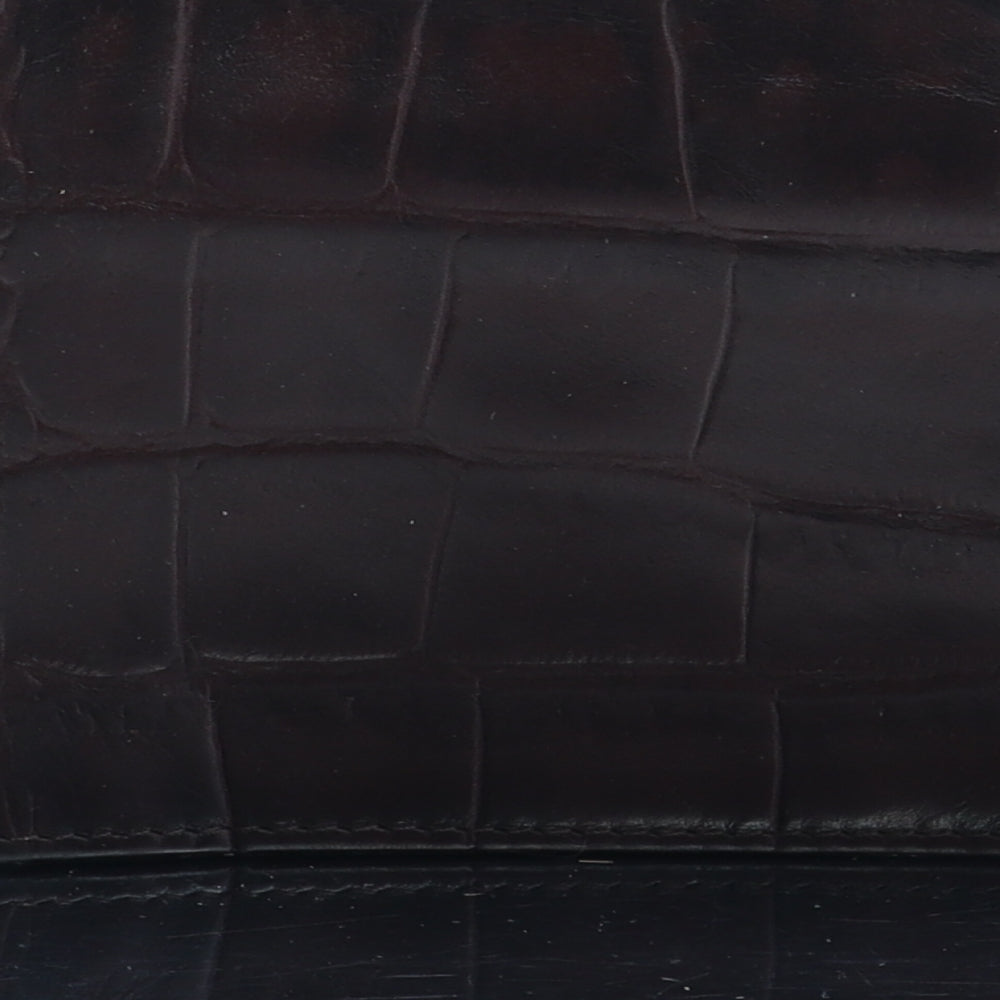 Preworn Mens Brown Leather Wallet - Croc Texture