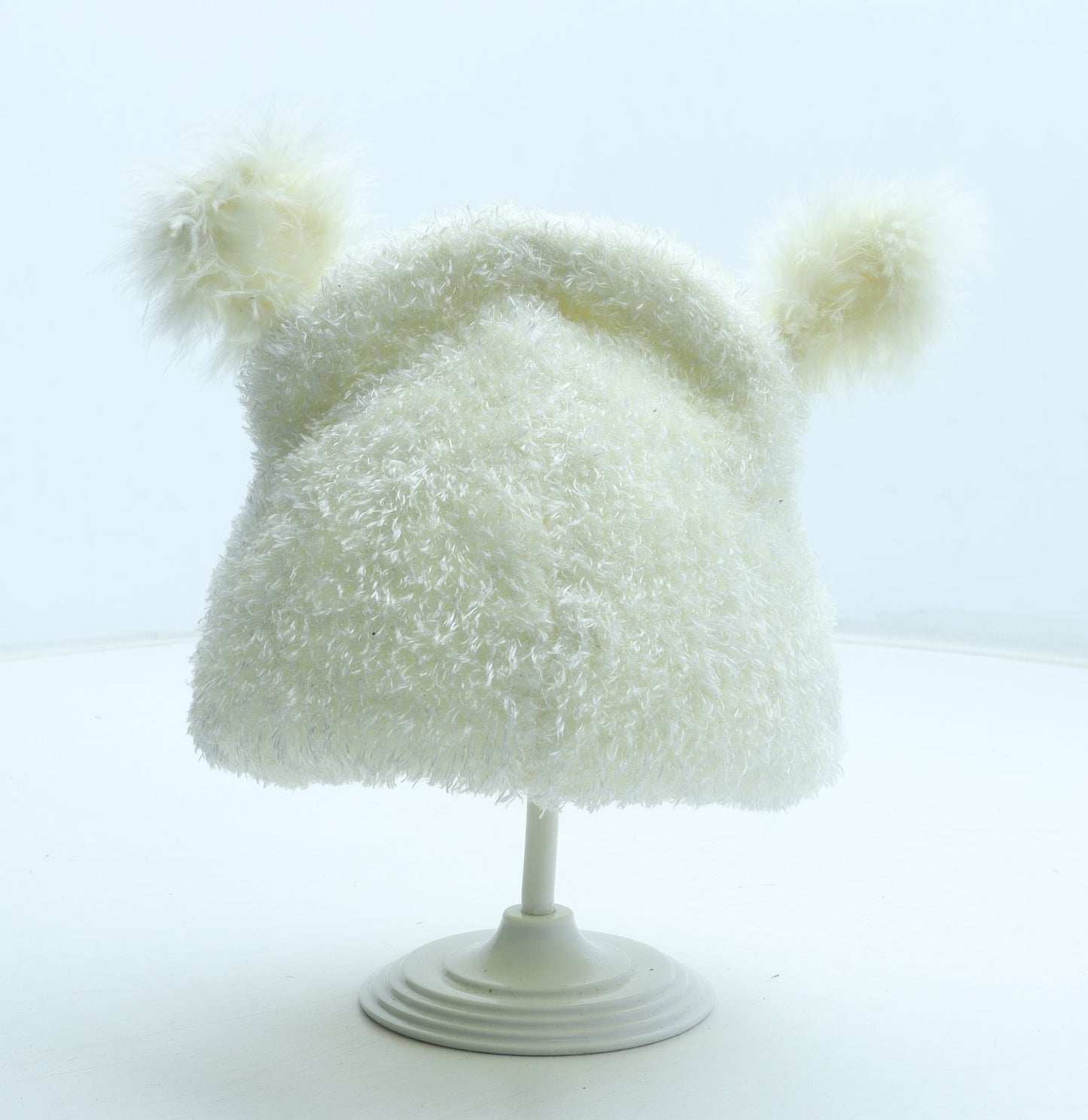 Preworn Girls White Polyester Beanie Size S
