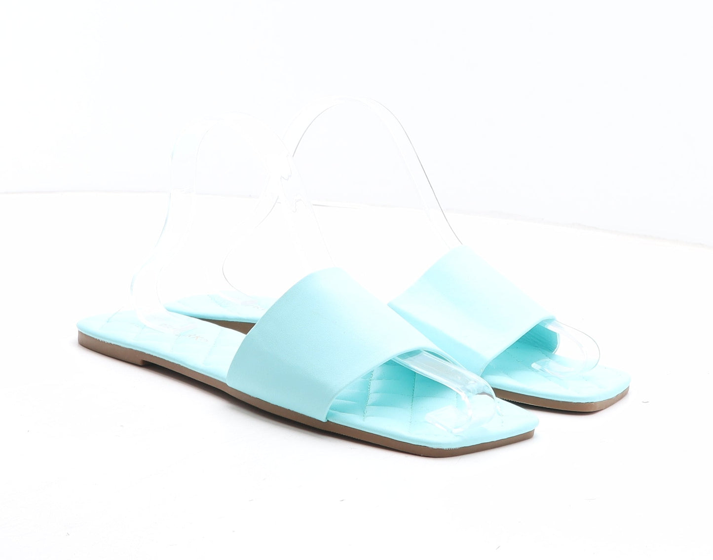 Primark Womens Blue Synthetic Slip On Sandal UK