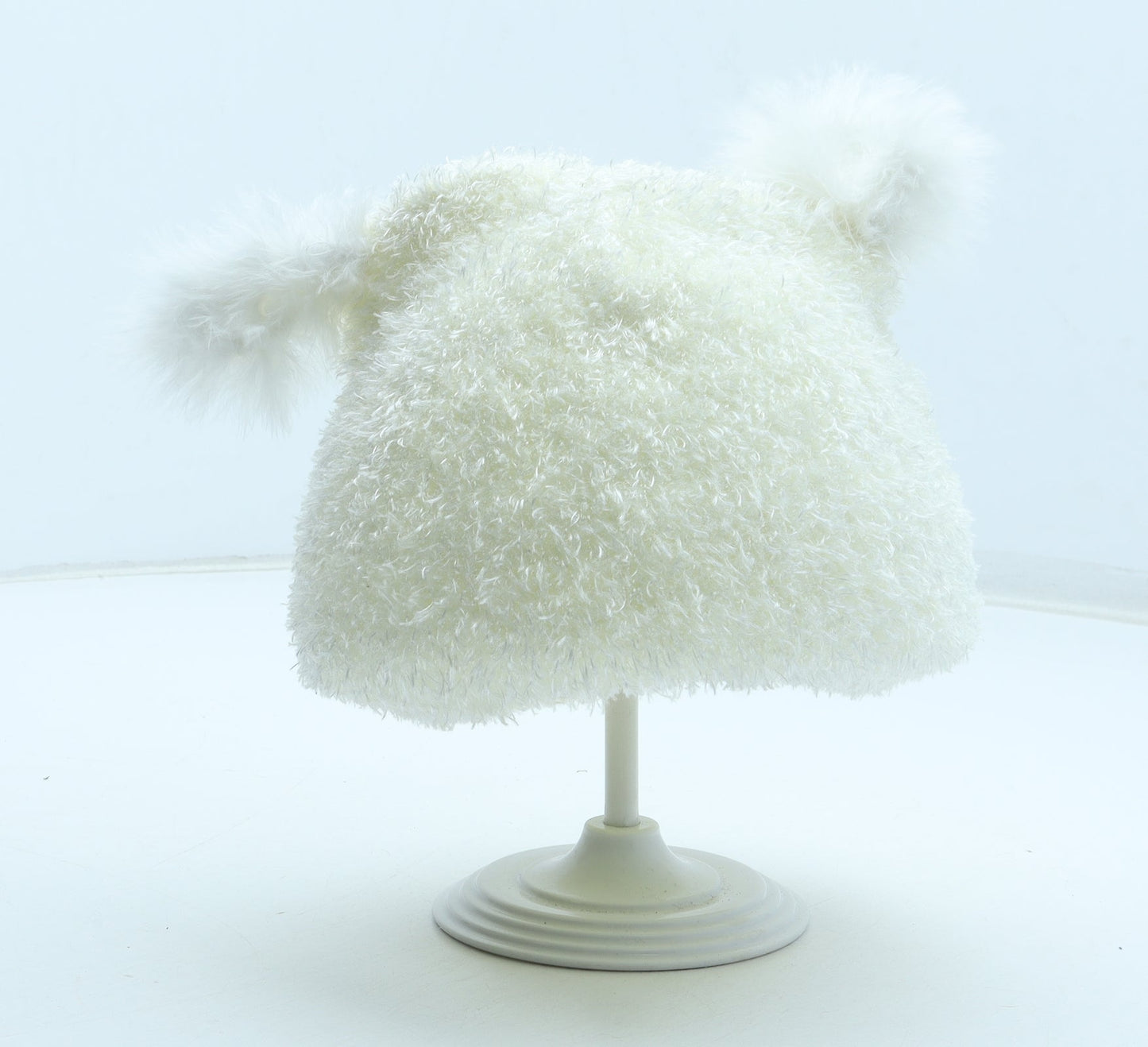 Preworn Girls White Polyester Bobble Hat Size S