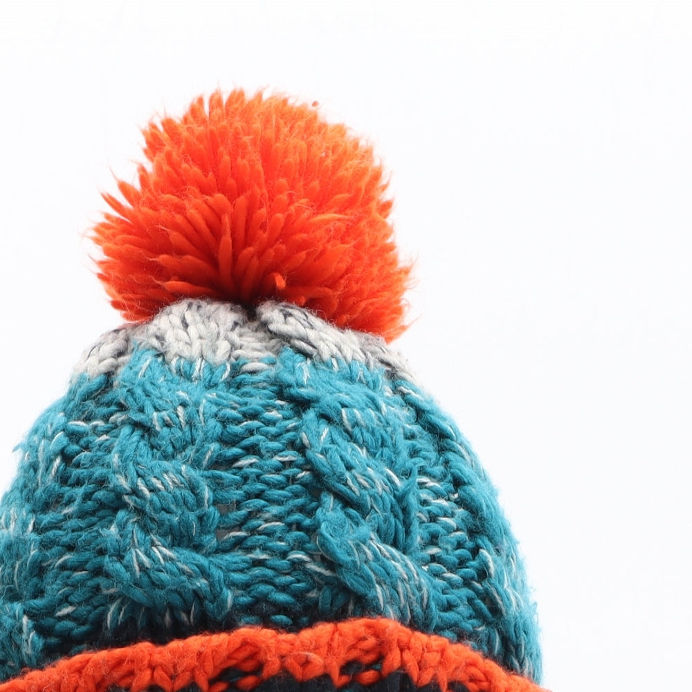 F&F Boys Green Colourblock Acrylic Bobble Hat One Size