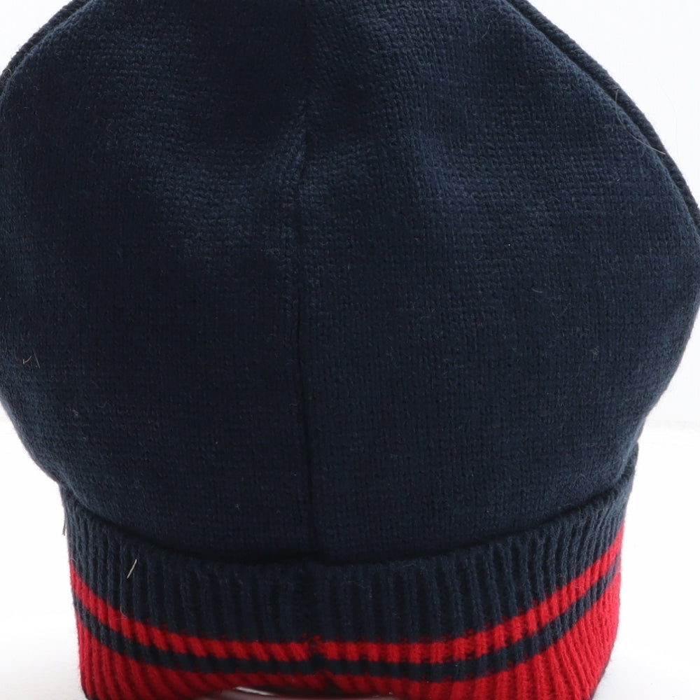 Preworn Womens Blue Colourblock Acrylic Beanie One Size