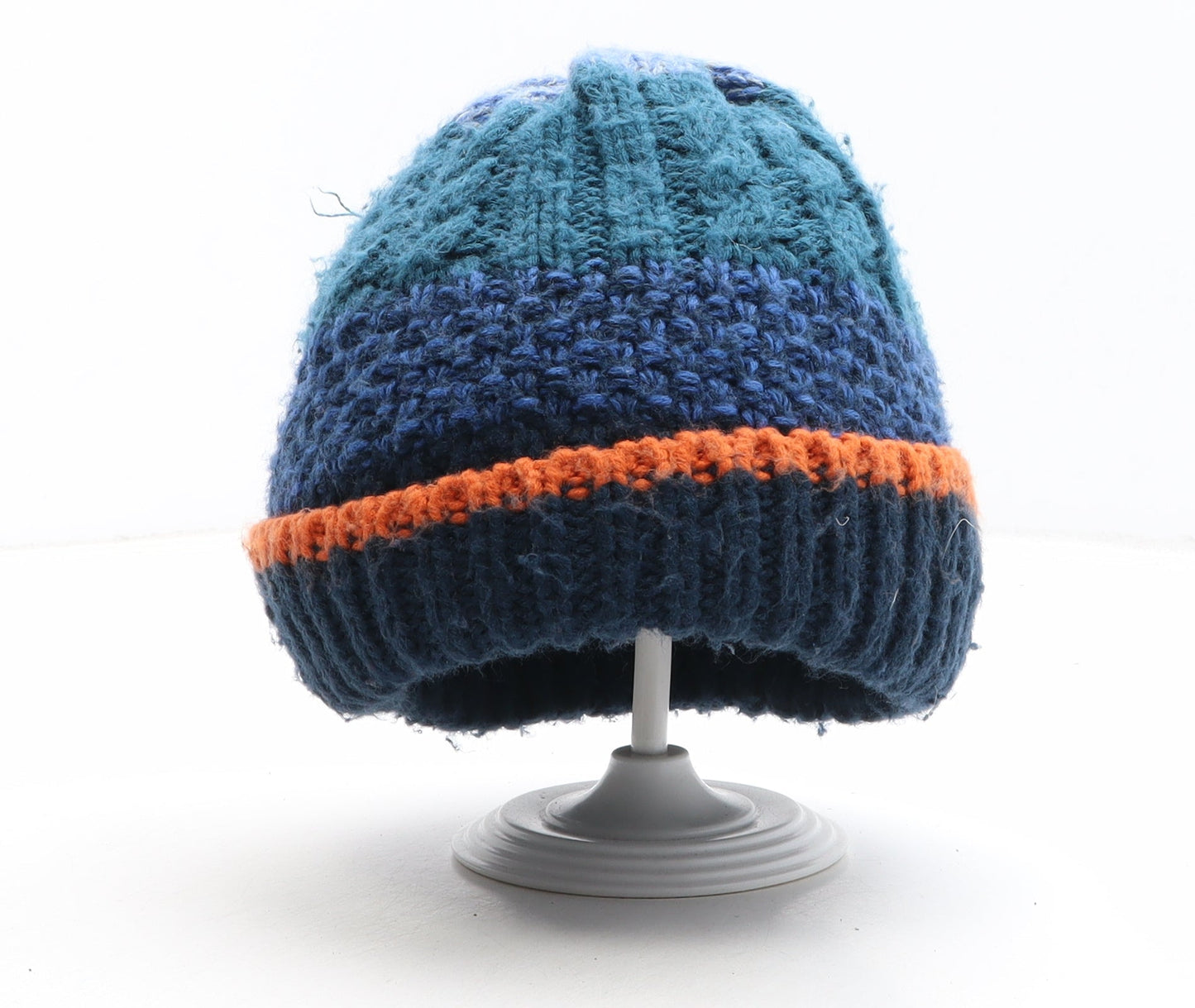 Preworn Boys Blue Colourblock Acrylic Beanie One Size - Size 7-10 Years