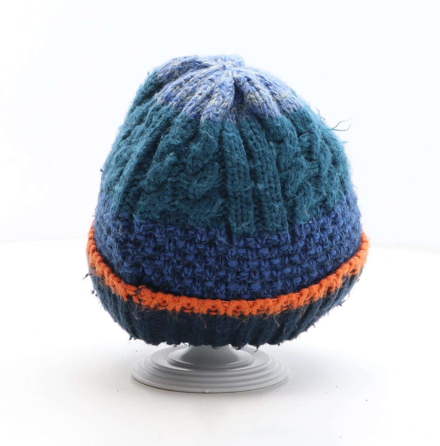 Preworn Boys Blue Colourblock Acrylic Beanie One Size - Size 7-10 Years