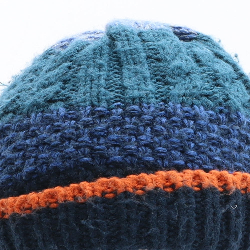 Preworn Boys Blue Colourblock Acrylic Beanie One Size - Size 7-10 Years