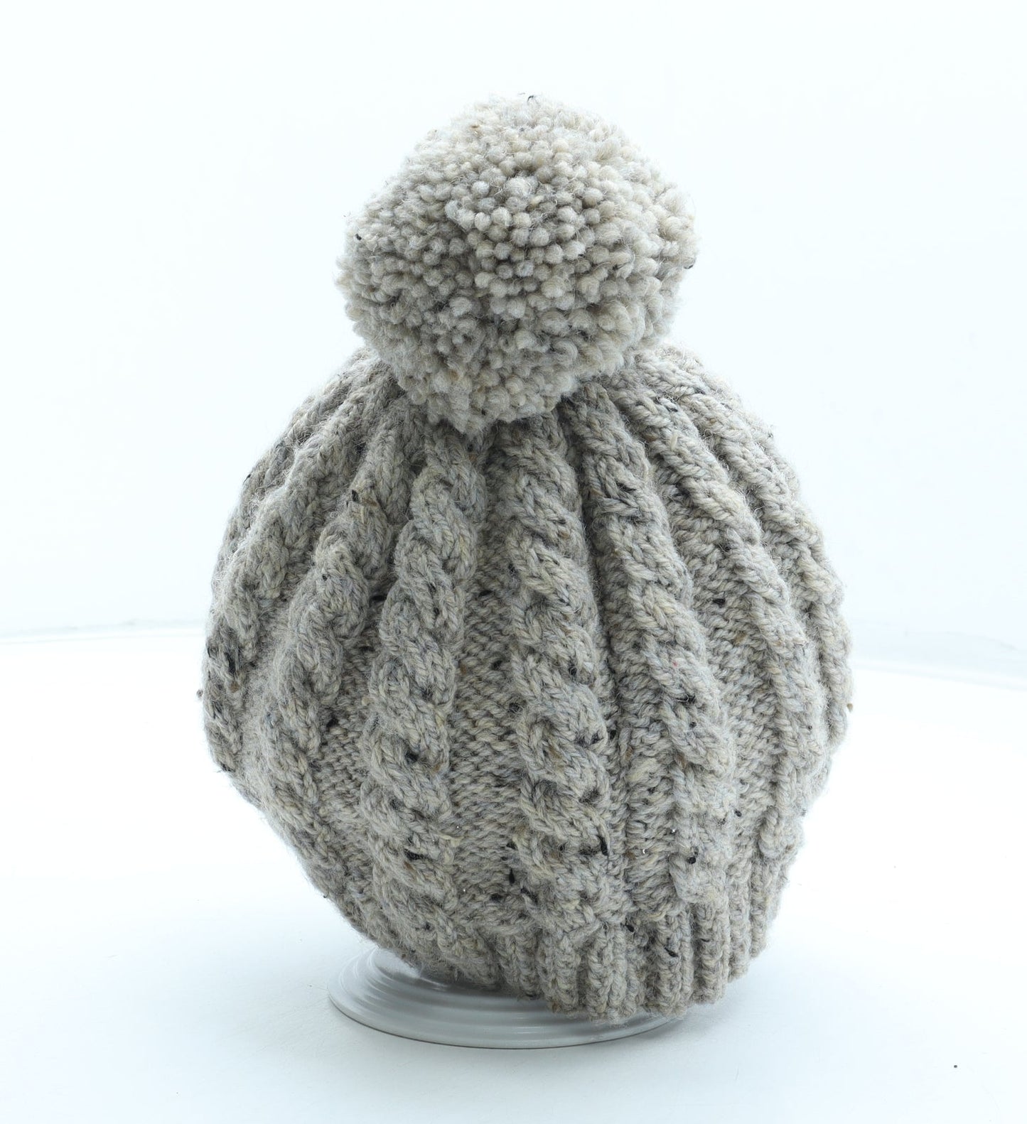 Preworn Womens Beige Acrylic Bobble Hat One Size