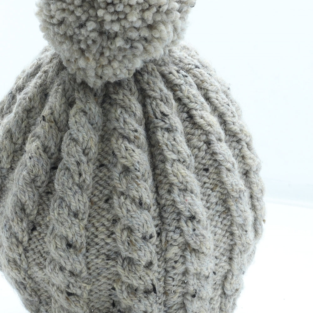 Preworn Womens Beige Acrylic Bobble Hat One Size