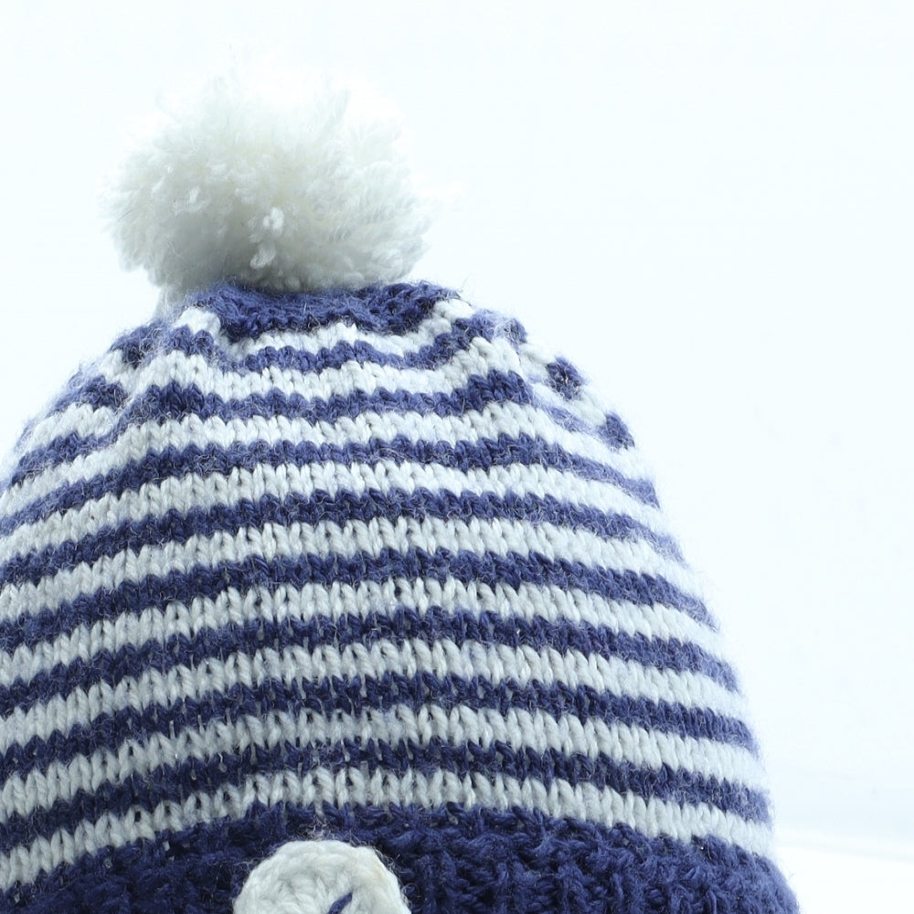 Preworn Boys Blue Striped Acrylic Bobble Hat Size S