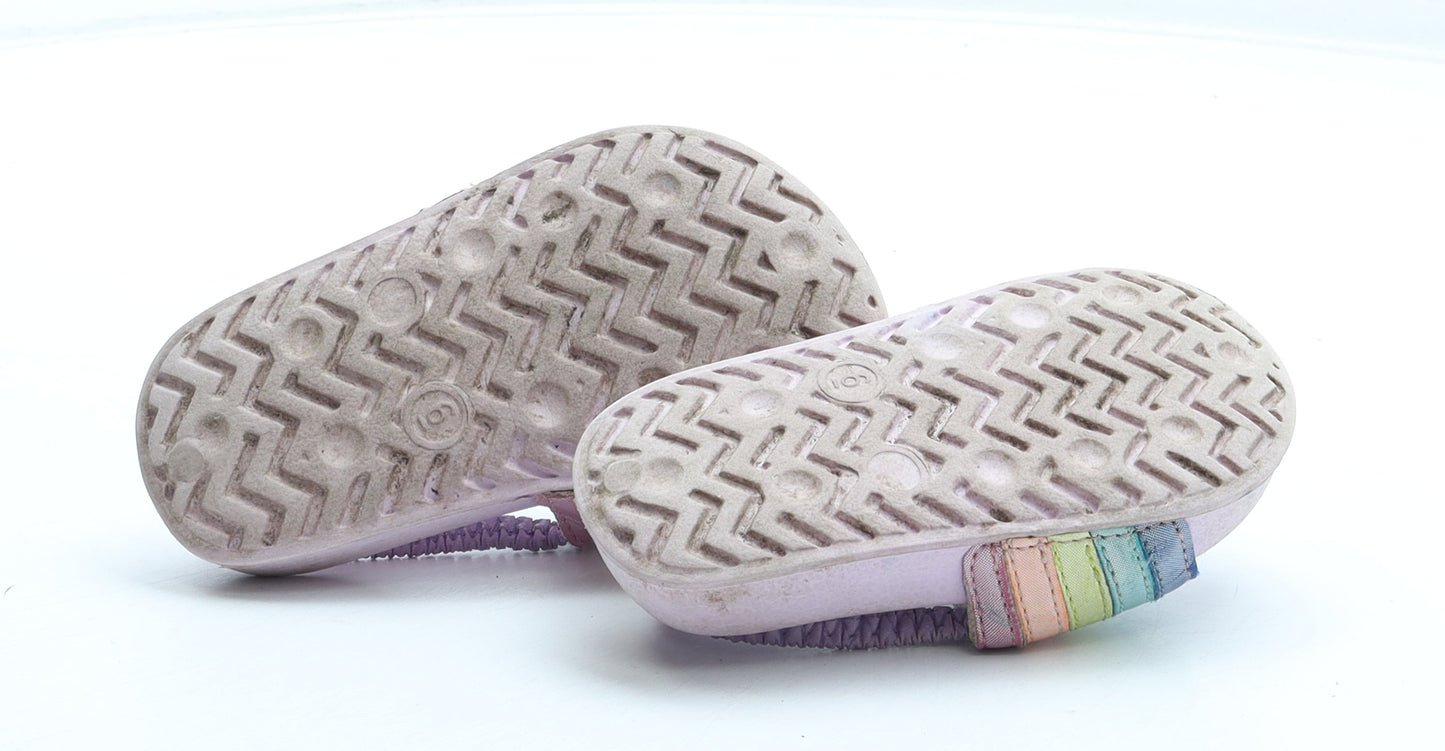 Preworn Girls Purple Striped Patent Leather Slider Sandal UK 5 23