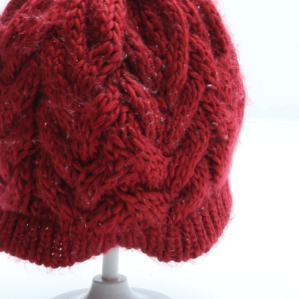 George Girls Red Acrylic Beanie Size S - Size 6-12 months