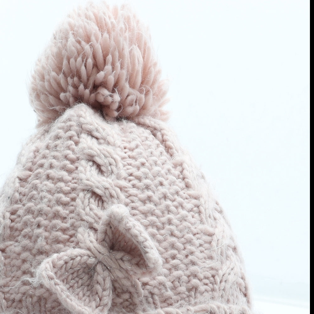 Preworn Girls Pink Acrylic Bobble Hat One Size