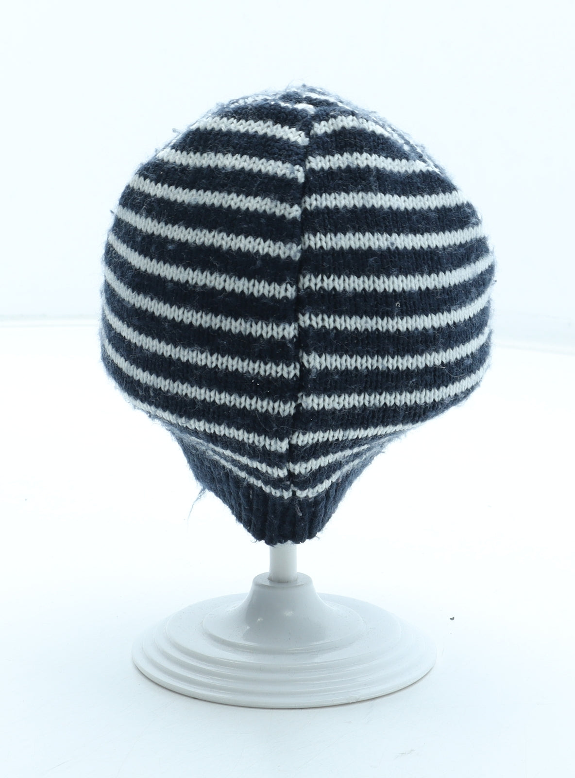 Preworn Boys Blue Striped Acrylic Beanie Size S