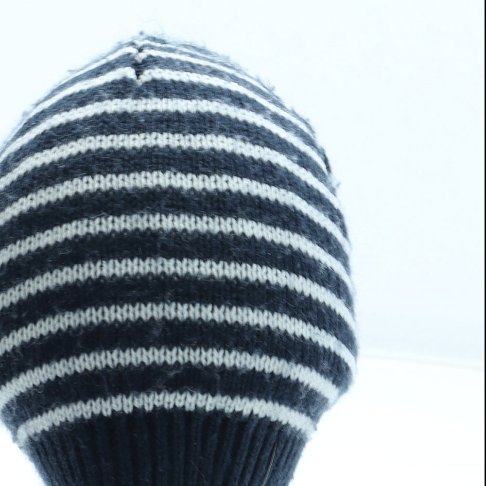 Preworn Boys Blue Striped Acrylic Beanie Size S