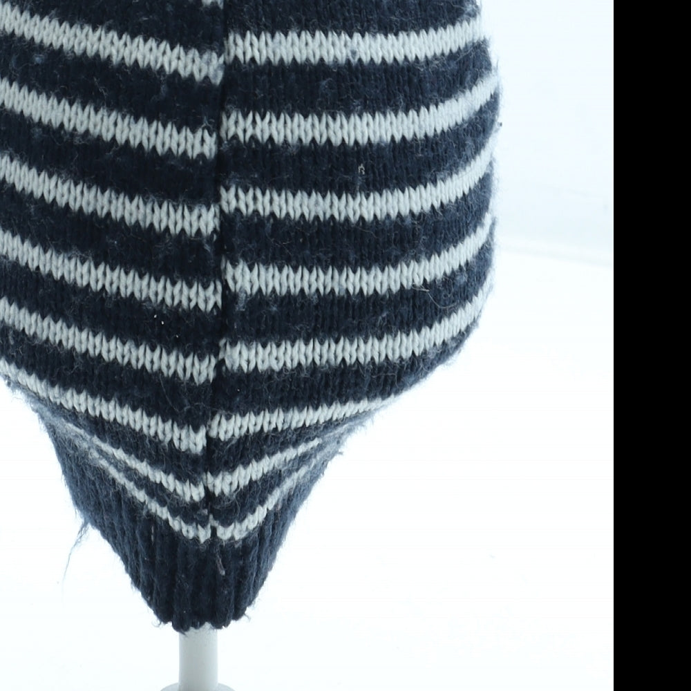 Preworn Boys Blue Striped Acrylic Beanie Size S