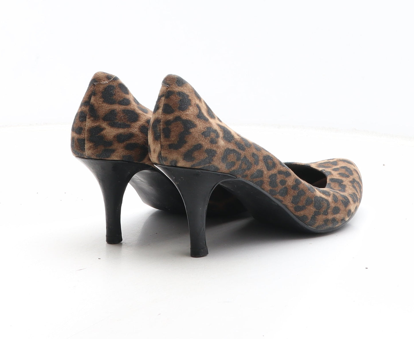 Preworn Womens Brown Animal Print Synthetic Court Heel UK - Leopard Print