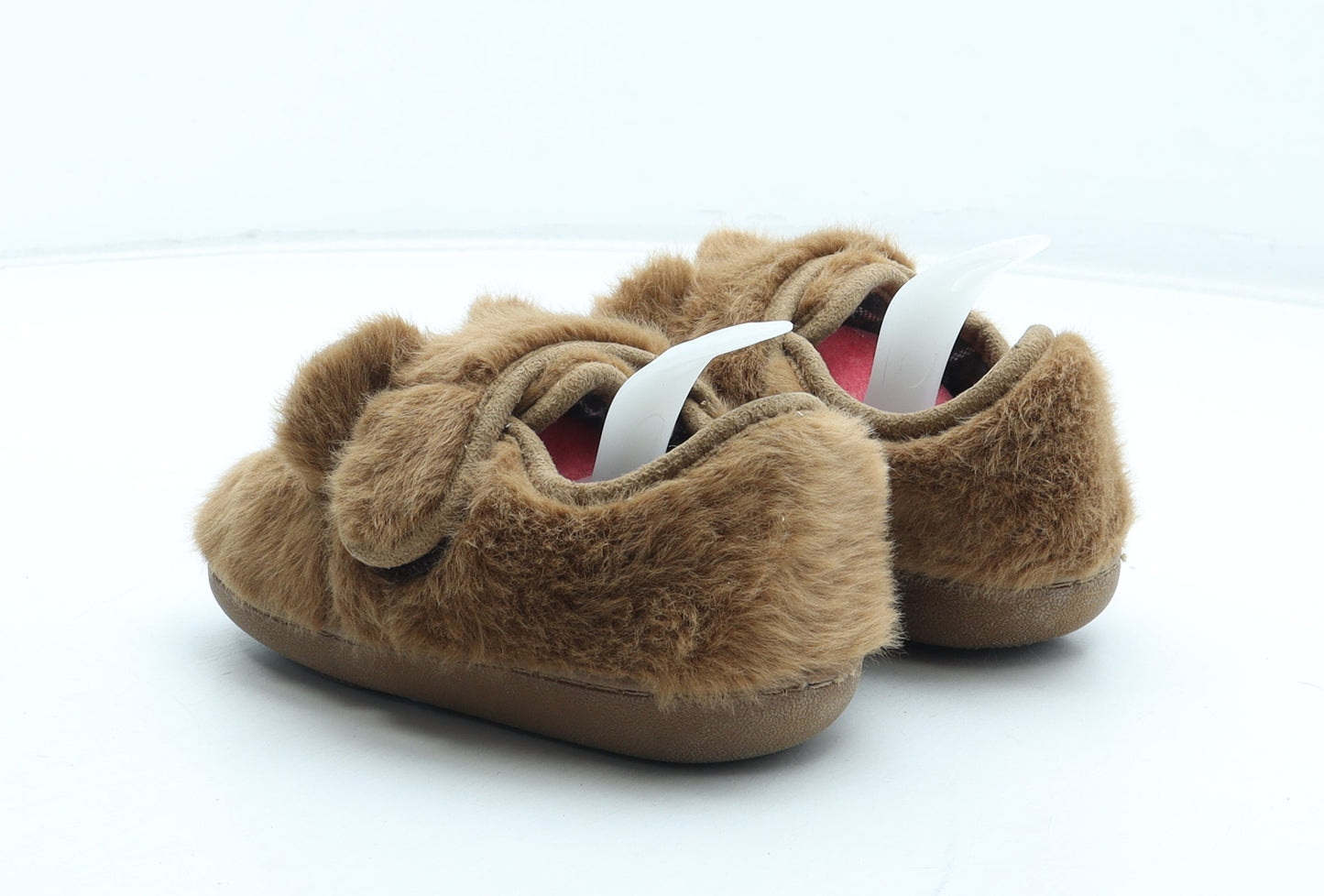 Preworn Boys Brown Polyester Slip On Slipper UK 10 - Faux Fur Teddy Bear
