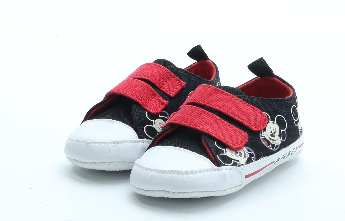F&F Unisex Baby & Toddler Black Polyurethane Sneaker Trainer UK 6-12 Months - Mickey Mouse