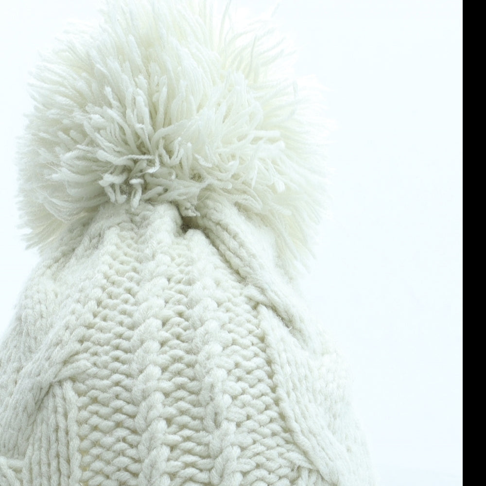 Preworn Womens Beige Acrylic Bobble Hat One Size
