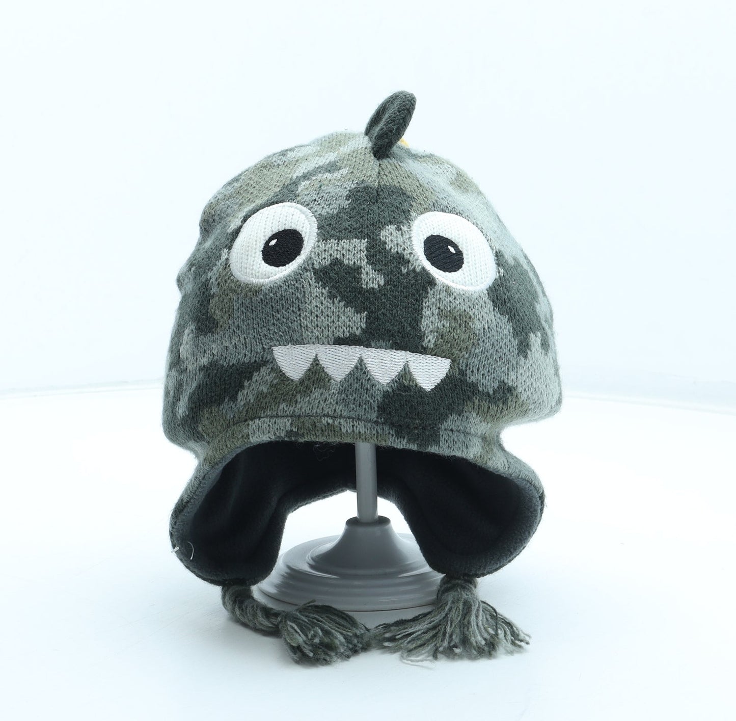 Preworn Boys Green Camouflage Acrylic Winter Hat Size S - Dinosaur