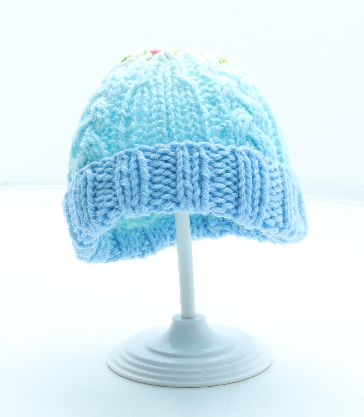 Preworn Boys Blue Colourblock Acrylic Beanie Size XS