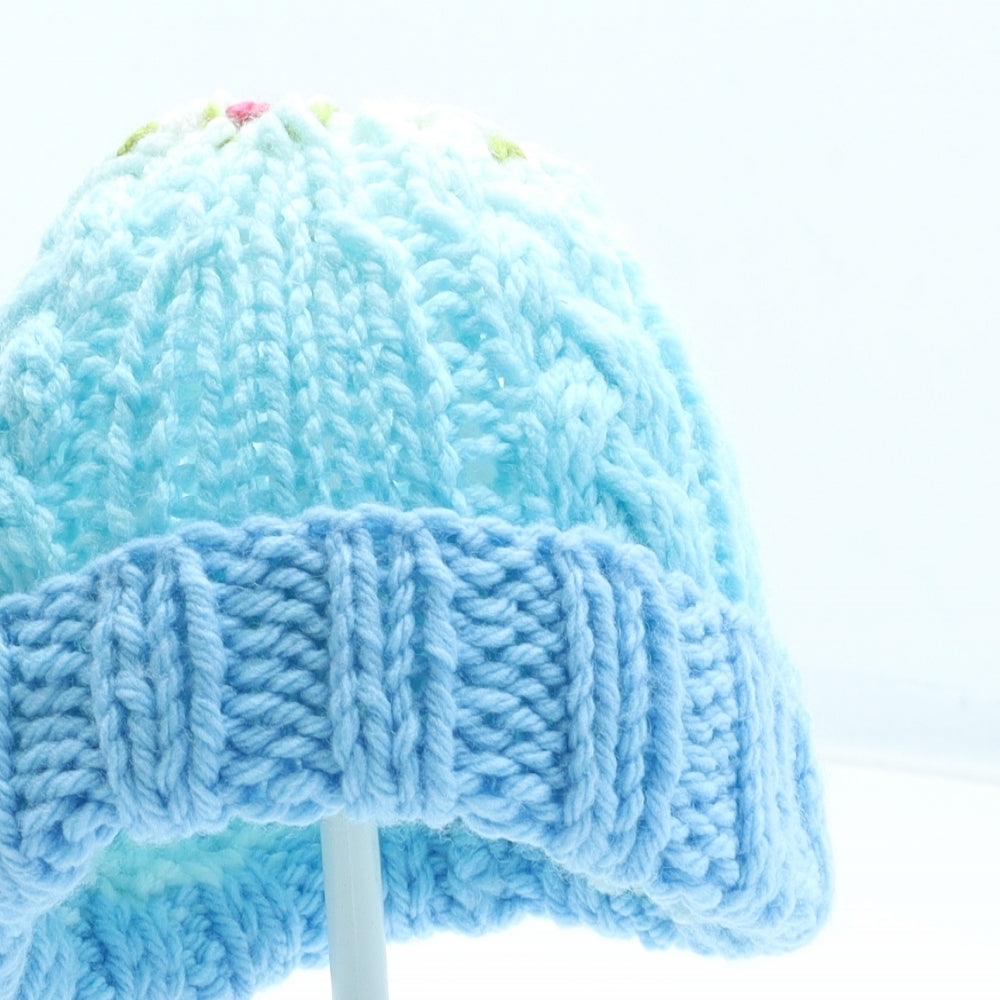 Preworn Boys Blue Colourblock Acrylic Beanie Size XS