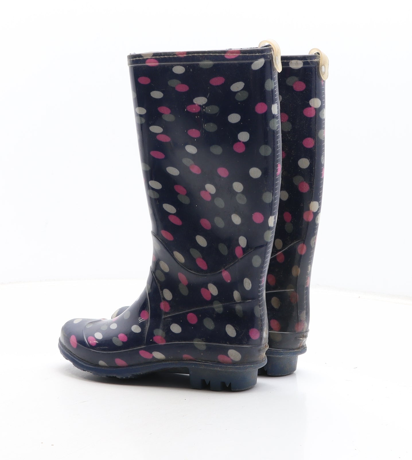 Preworn Girls Blue Polka Dot Synthetic Wellies Boot UK 12