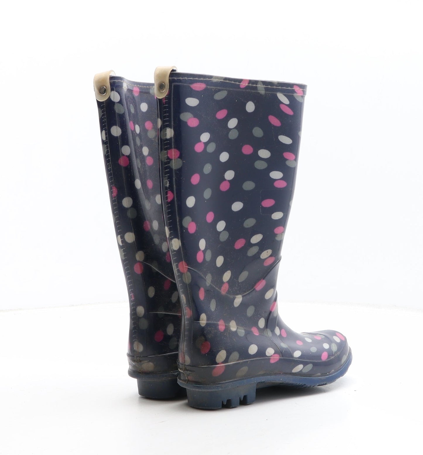Preworn Girls Blue Polka Dot Synthetic Wellies Boot UK 12