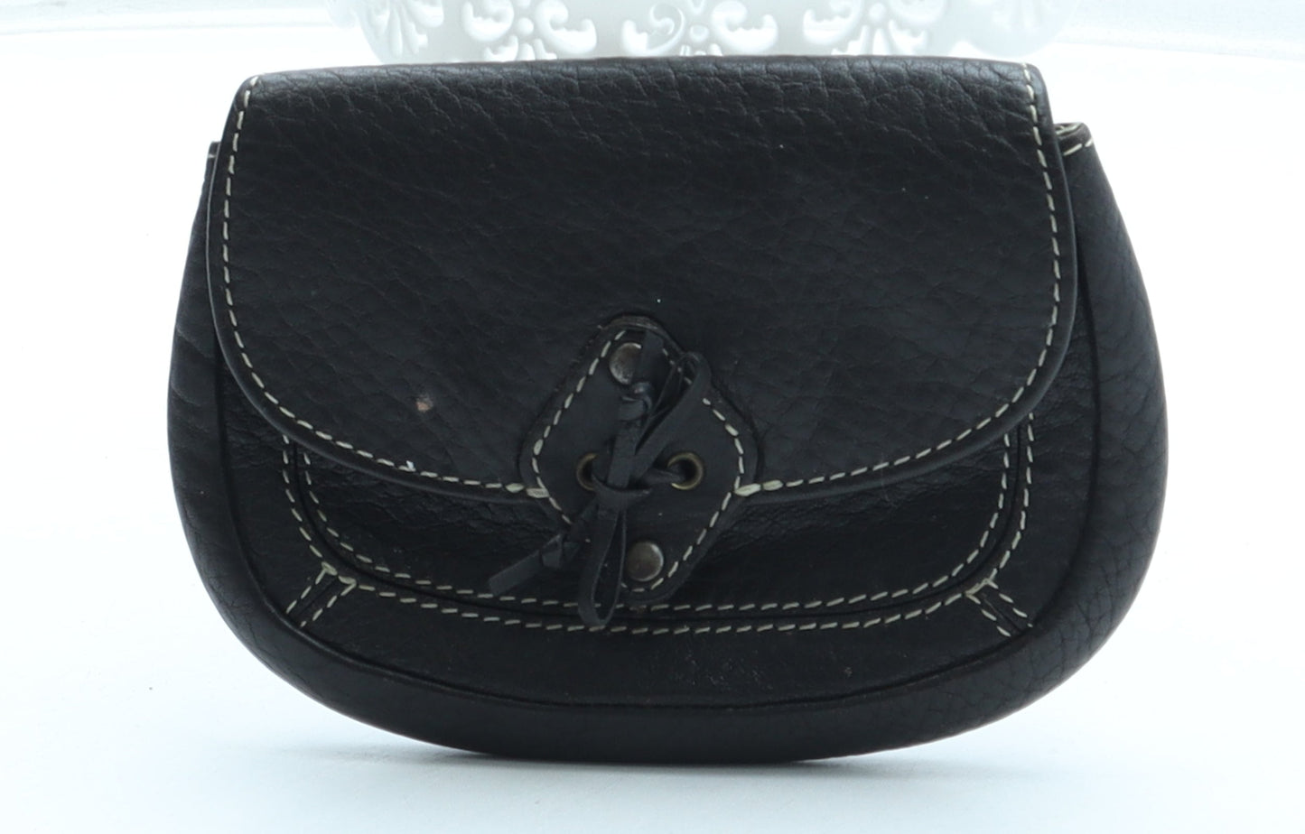Preworn Womens Brown Leather Bow Tie Wallet Size S