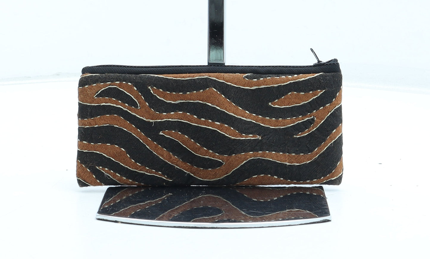 Preworn Womens Multicoloured Animal Print Bamboo Bow Tie Wallet Size S - Tiger Pattern