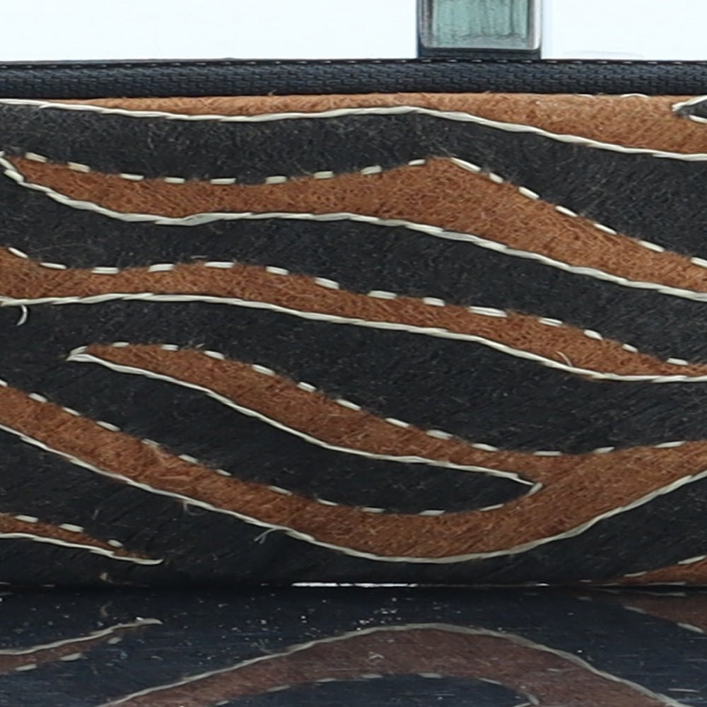 Preworn Womens Multicoloured Animal Print Bamboo Bow Tie Wallet Size S - Tiger Pattern