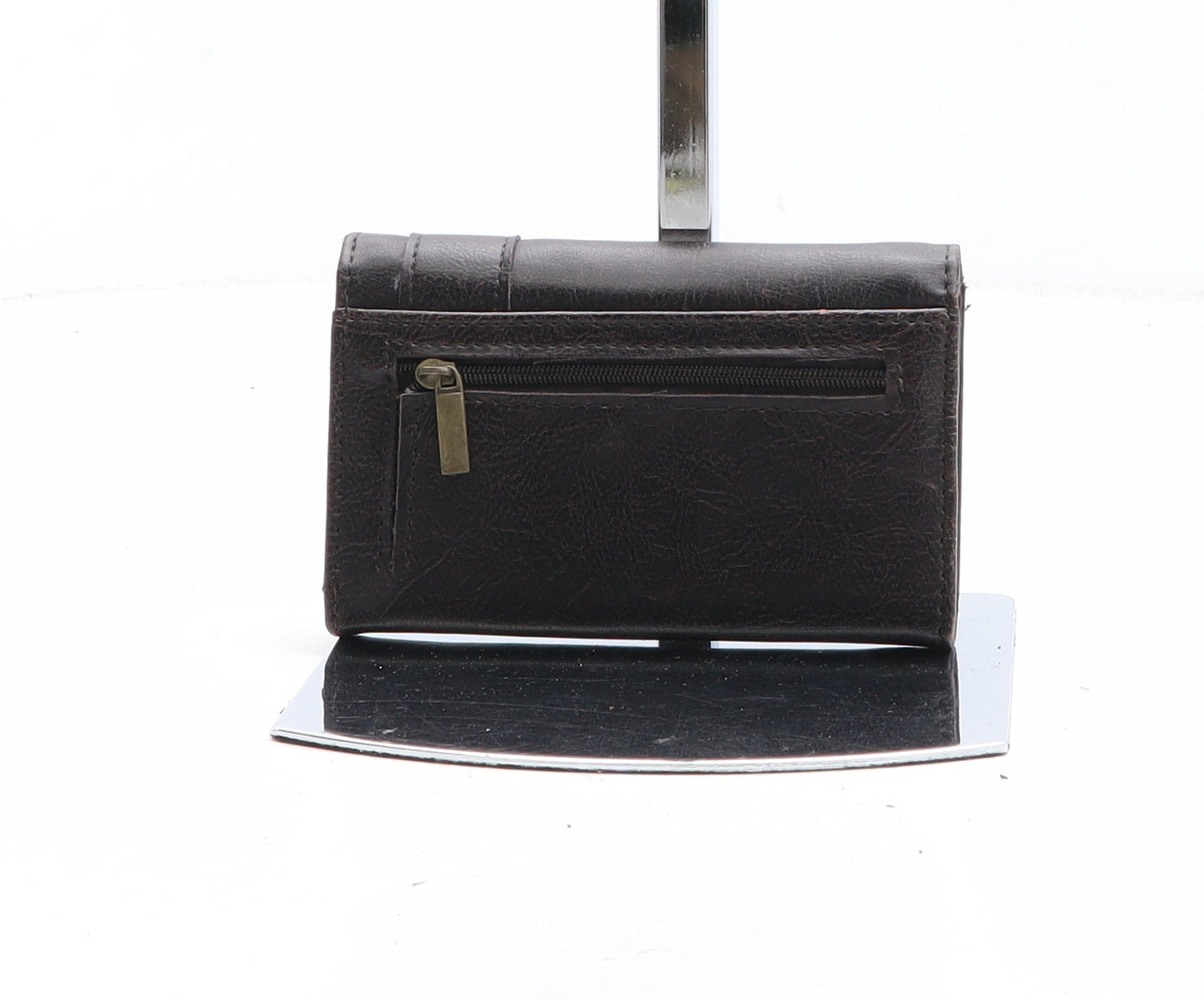 Preworn Womens Brown Leather Bow Tie Wallet Size S