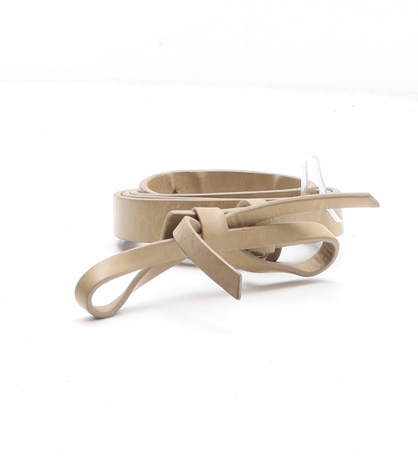 Preworn Womens Beige Solid Polyurethane Dress Belt Belt One Size