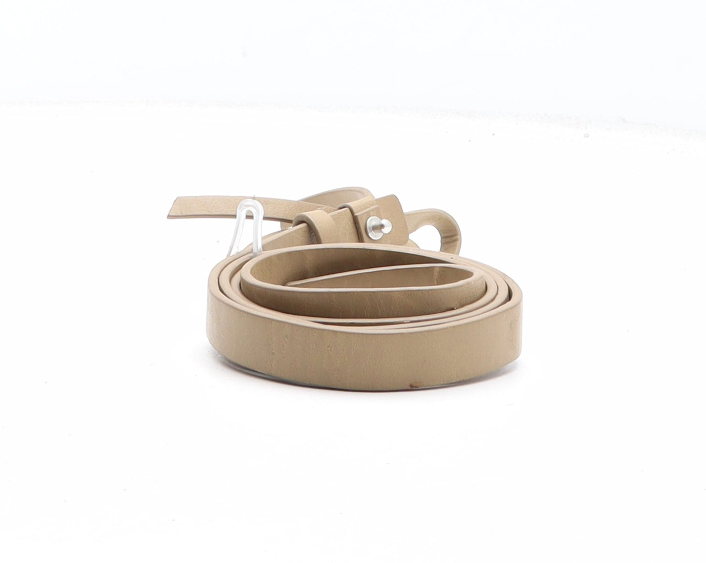 Preworn Womens Beige Solid Polyurethane Dress Belt Belt One Size