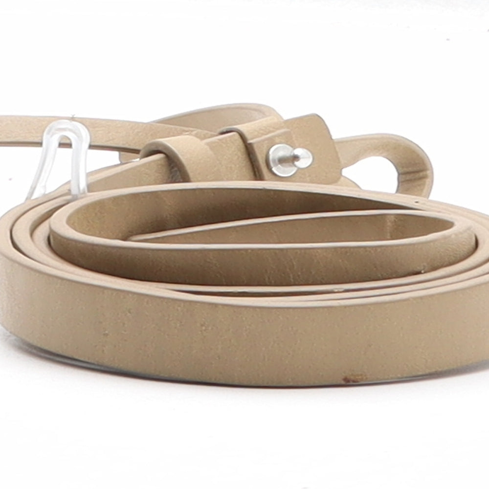 Preworn Womens Beige Solid Polyurethane Dress Belt Belt One Size