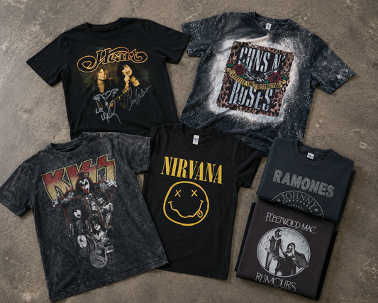 Preloved Band/Music Tee's Grade A/B for Resale - 5 Piece Wholesale