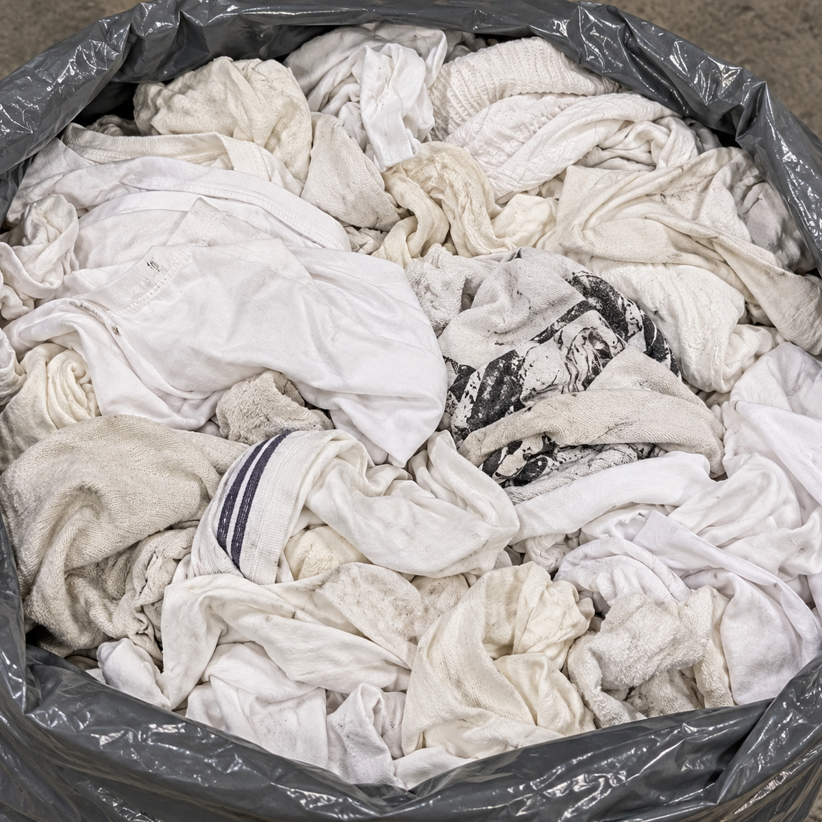 Preloved Mixed White T-Shirts 30 Pack - For Rags, Upcycling, Spare Fabrics
