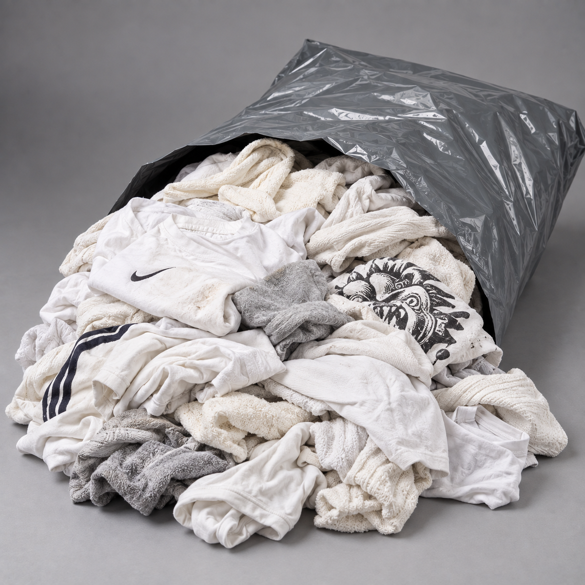 Preloved Mixed White T-Shirts 30 Pack - For Rags, Upcycling, Spare Fabrics
