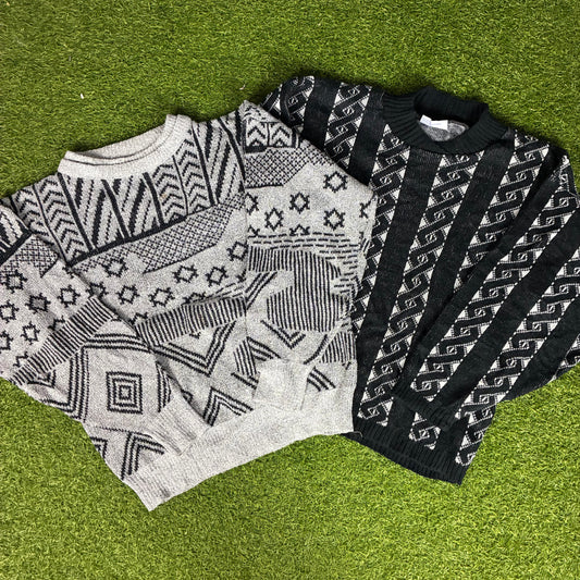 Preloved Vintage Patterned Jumpers Grade A/B for Resale - 5 Piece