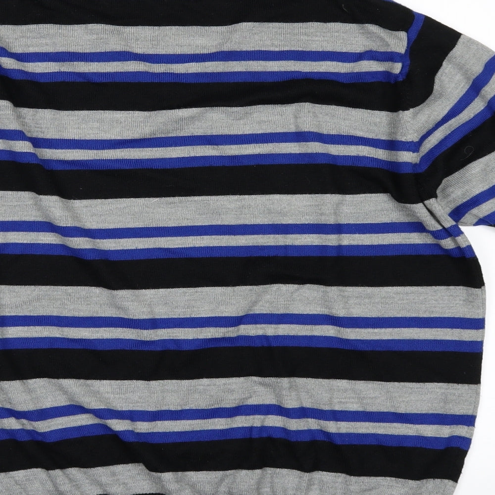Cedar Wood State Mens Black Striped  Pullover Jumper Size L